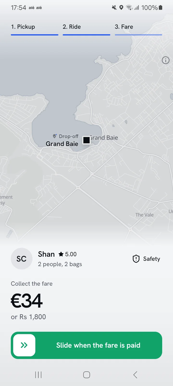 Collect the fare: €34, or Rs 1,800